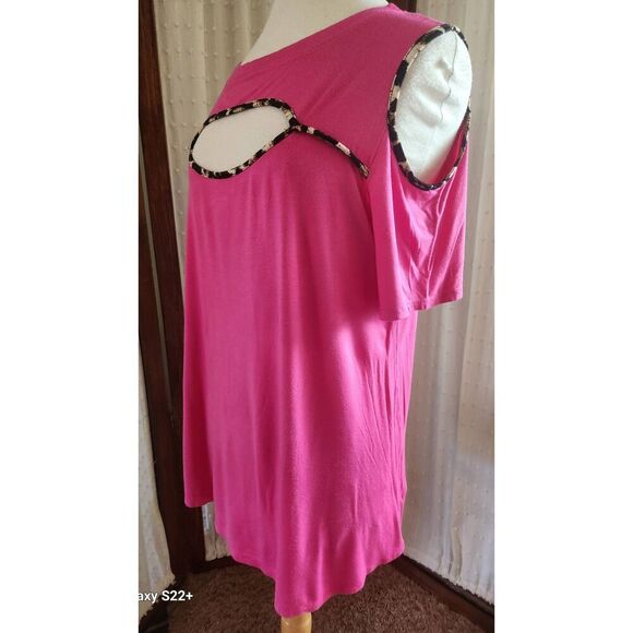 +18 Celeste cold shoulder top with animal leopard print trim - Picture 5 of 11